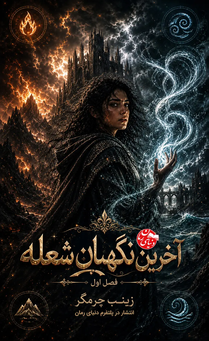 رمان آخرین نگهبان شعله اثر زینب چرمگر - رمان فانتزی و اسطوره‌ای - کاور اصلی